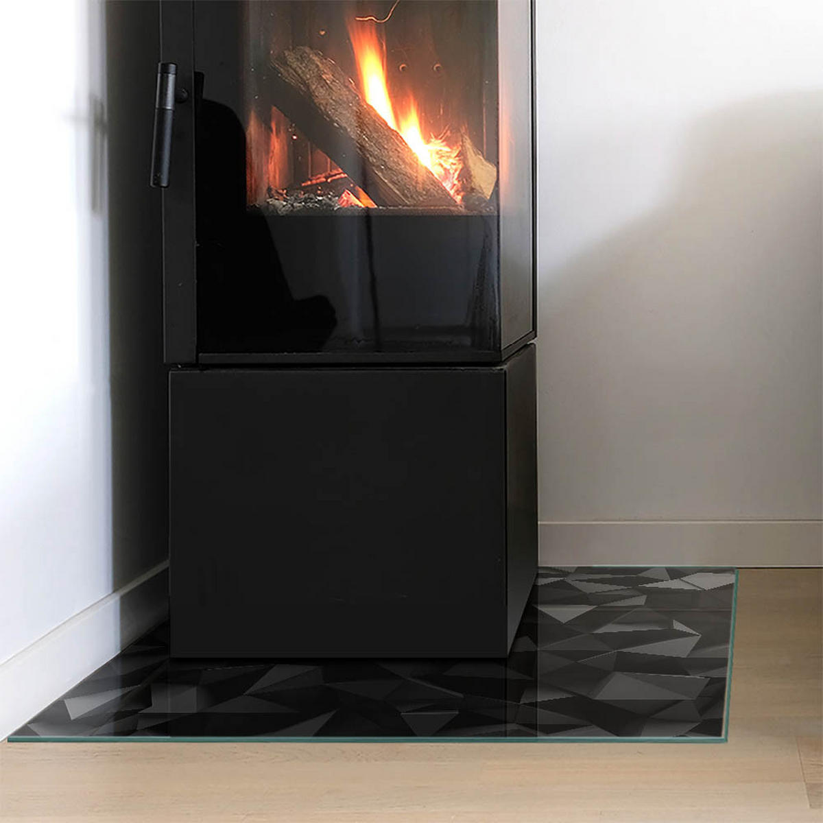 GLASPLATTE für Kamin 60x60 cm Schwarz - Schwarz, Glas (60/60/0.4cm) - ArtPrintCave