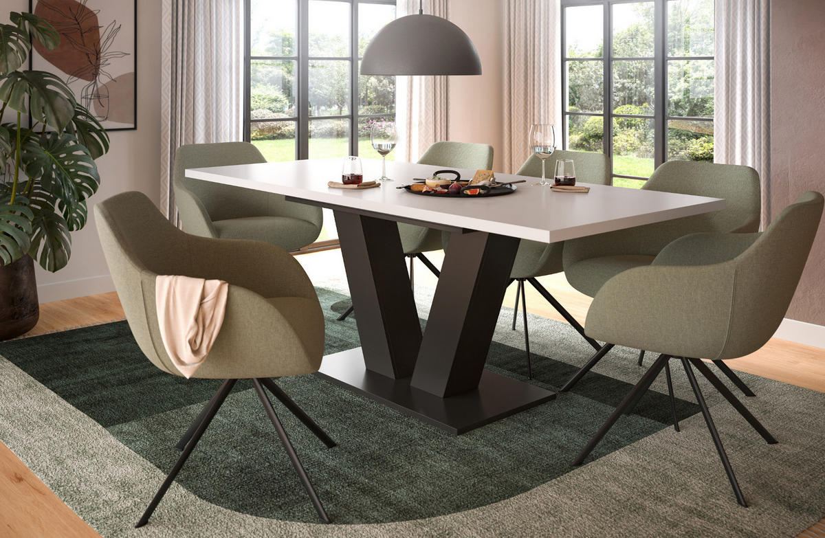 ESSTISCH weiß, grau 150 - 190 cm, Küchentisch ausziehbar - Weiß/Grau, Holz/Holzwerkstoff (150/90/76cm) - Inn.Furn