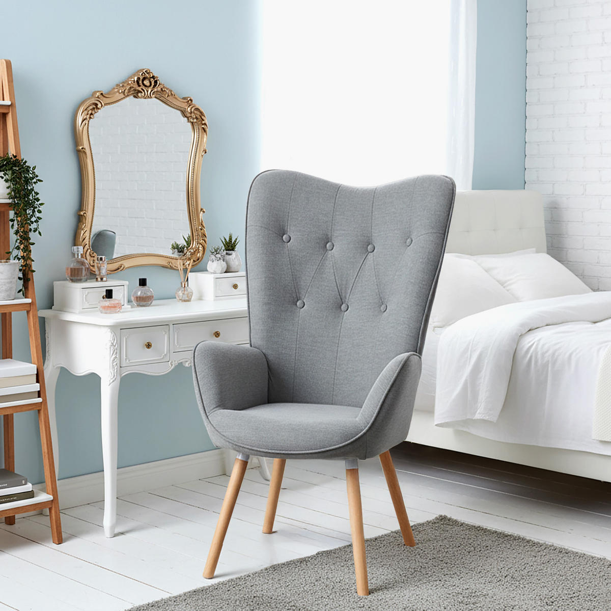 RELAXSESSEL 2er Set mit Knopfheftung in Grau - Grau, Textil (68/106/73cm) - Meubles Cosy