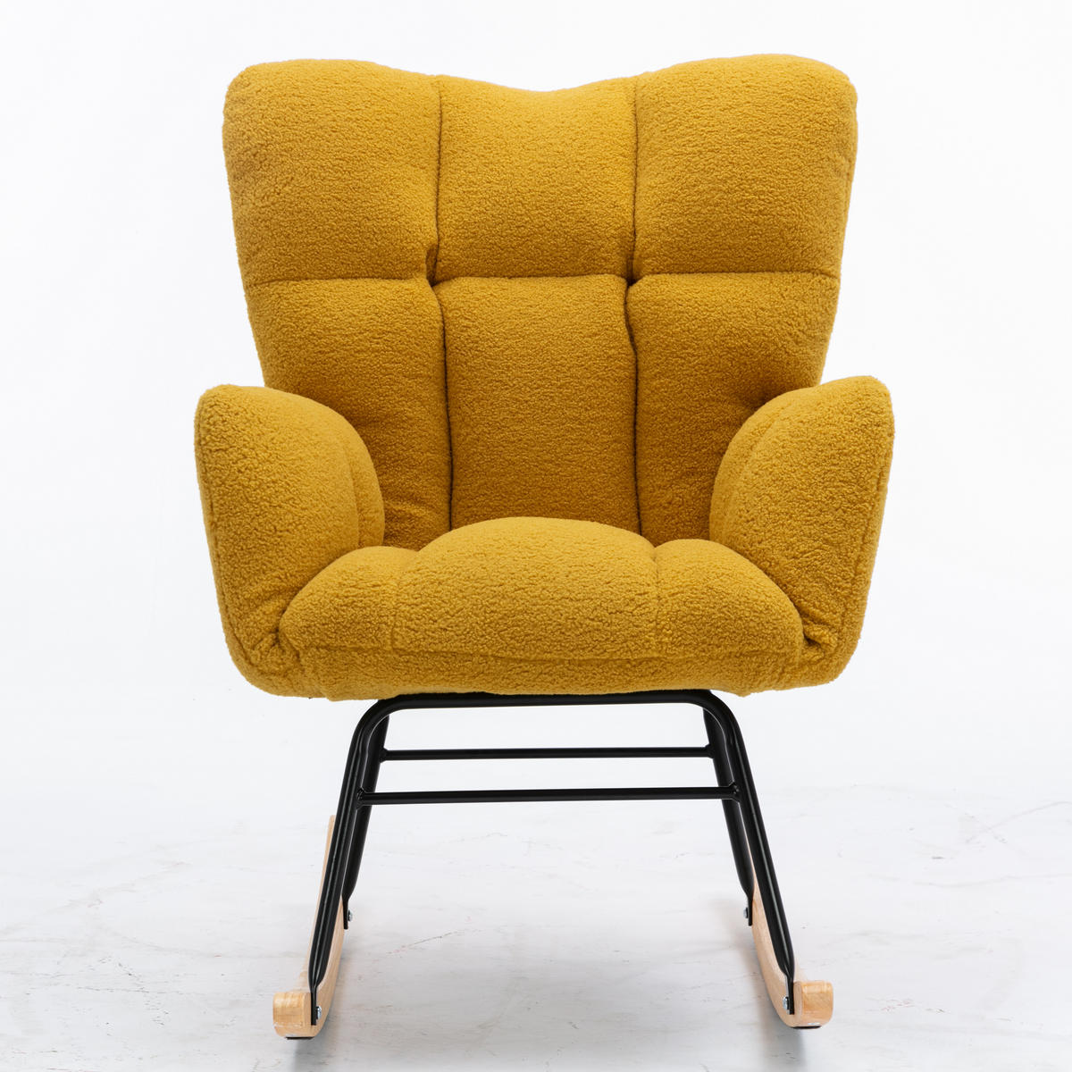 SCHAUKELSTUHL Teddy-Stoff mit hohem Rücken und Filzschutz 80/70/95 cm Gelb - Gelb, Textil (70/95/80cm) - Redom