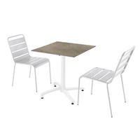 GARTENSET 3-tlg., Marmorbeigefarbe/weiß - Beige/Weiß, Metall - Oviala