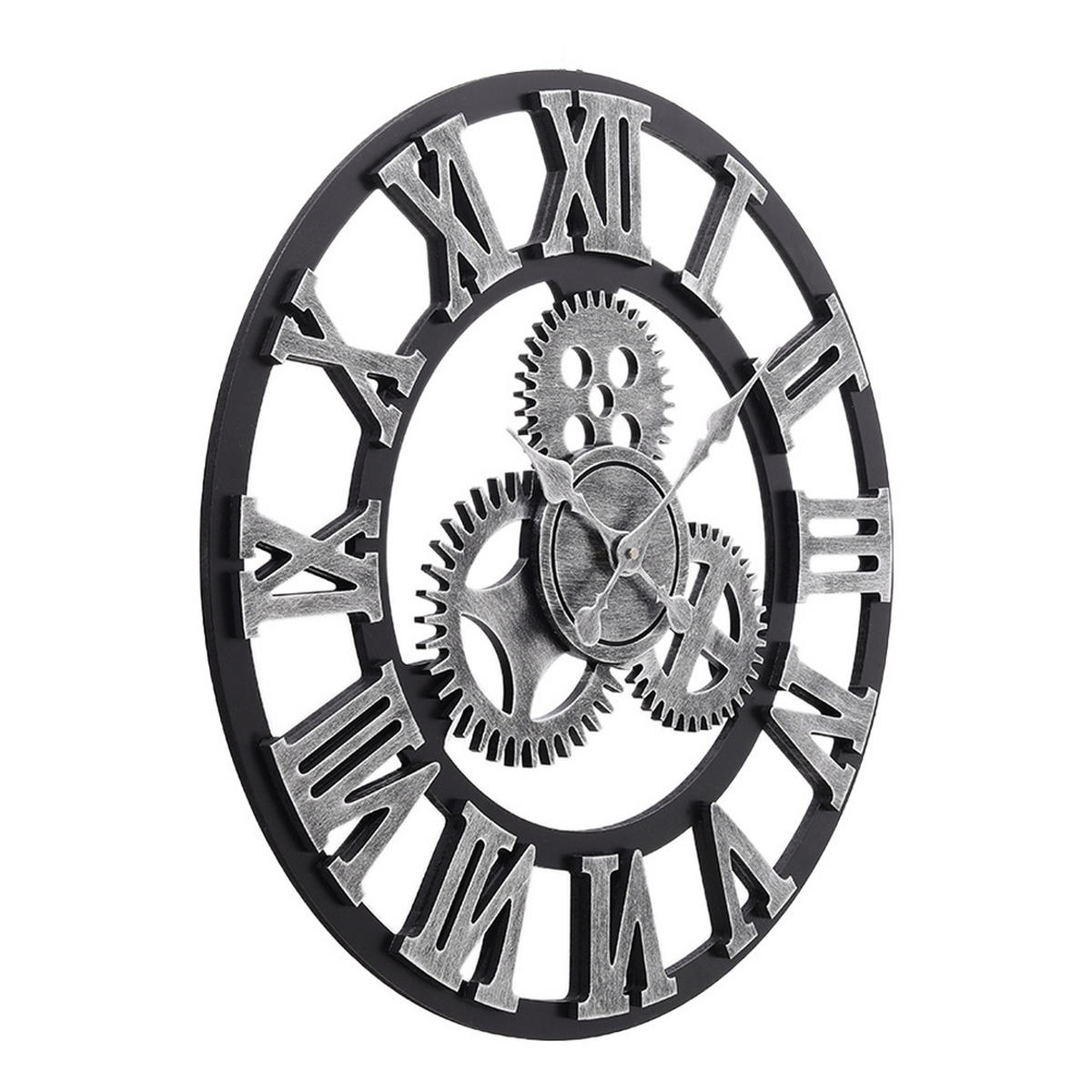 WANDUHR 58 cm Durchmesser Industrie-Stil MDF Silber - Silberfarben, Holzwerkstoff (58/4.5/58cm) - Livingandhome