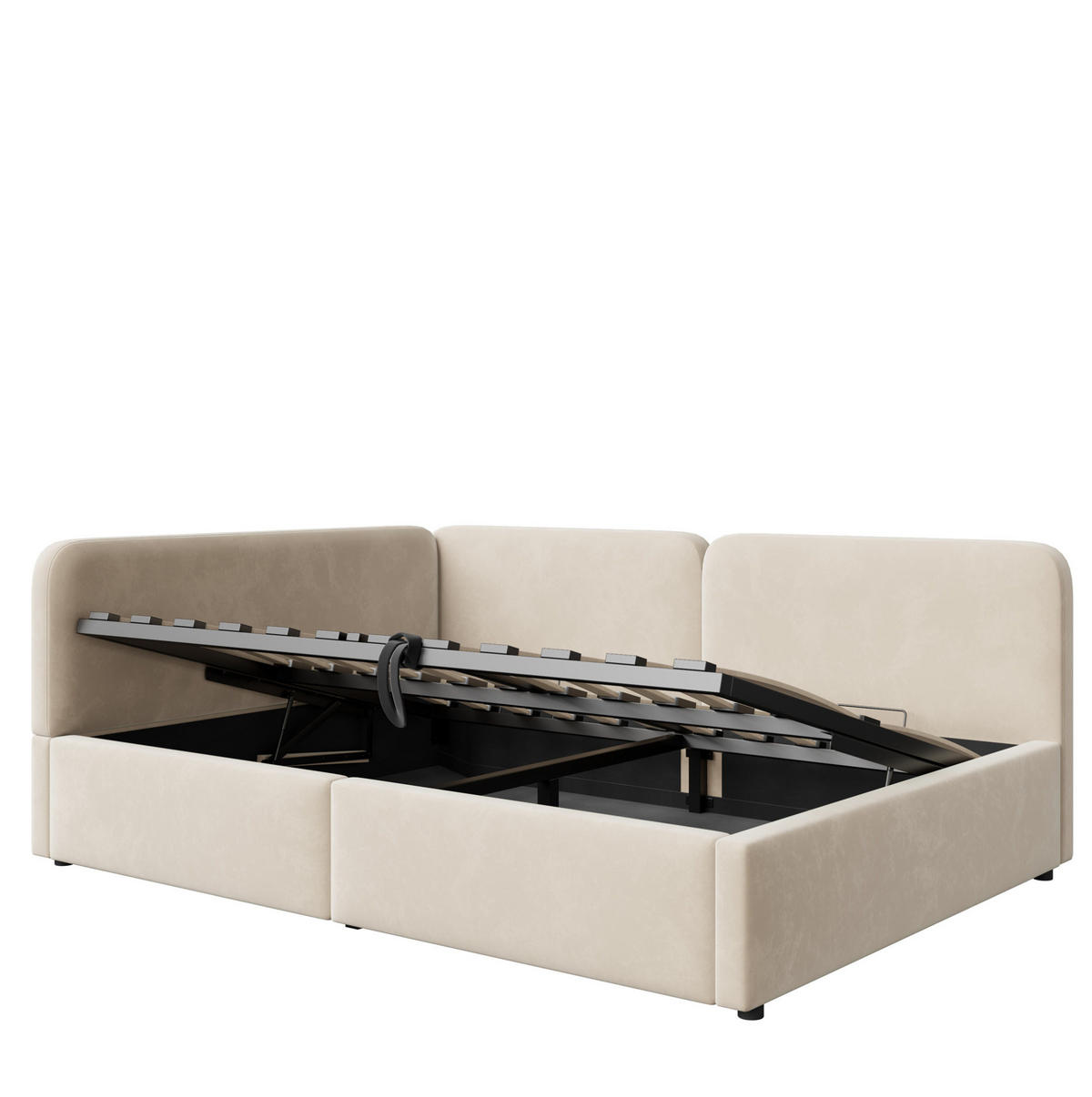 POLSTERBETT 140/200 cm aus Stoff mit hydraulischem Stauraum Beige - Beige, Textil (140/200cm) - Modenvie