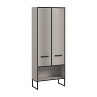 HOCHSCHRANK Bagno Bad in Kaschmir Nachbildung und schwarz - modernes Design - B/H/T: 59x159x32 cm - Kaschmir, Holzwerkstoff (59/159/32cm)