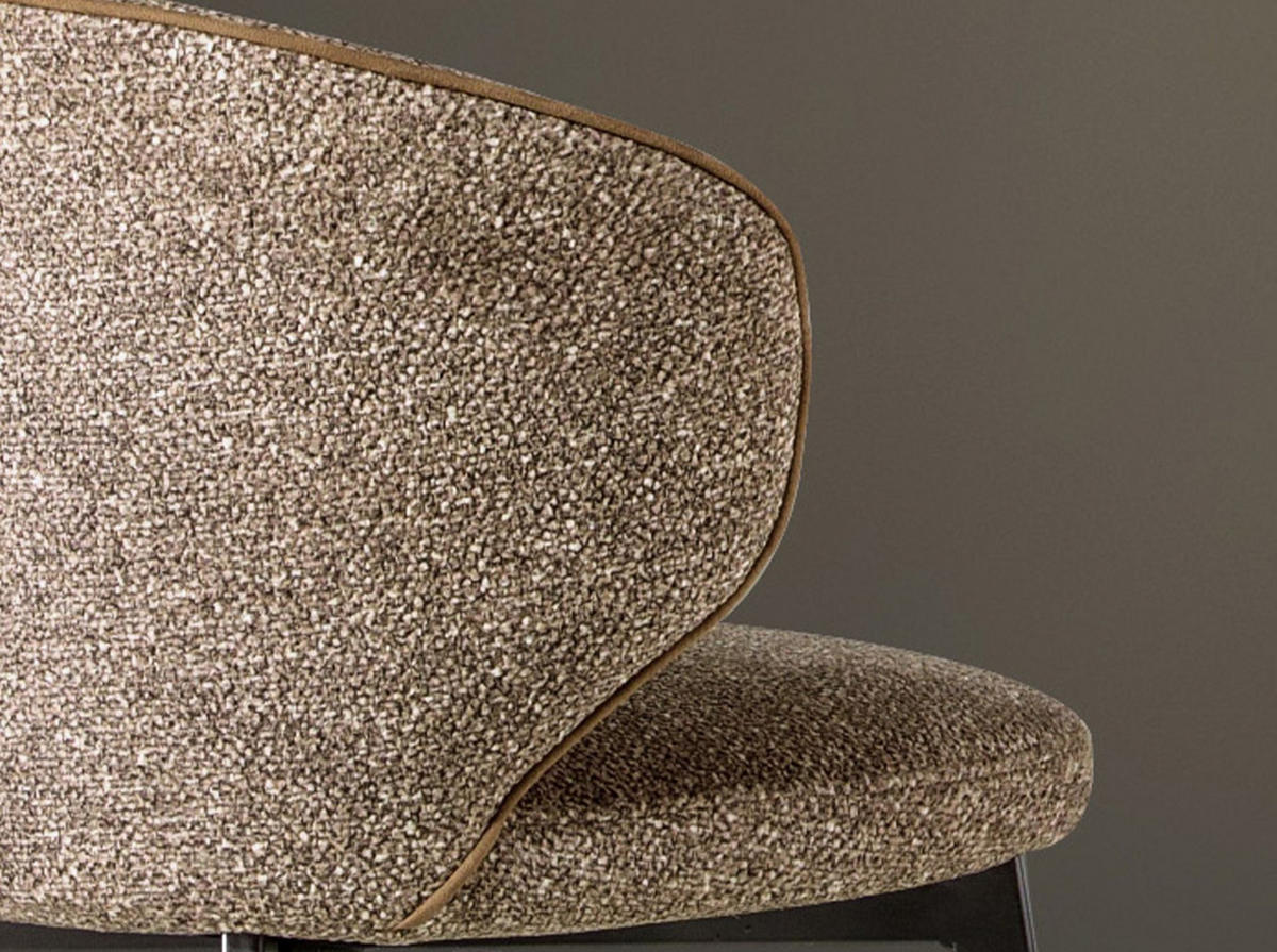 BARHOCKER Hocker mit meliertem braunem Stoffbezug 52/48/92cm - Ecru/Beige, Textil/Metall (52/92/48cm) - ANGEL CERDA