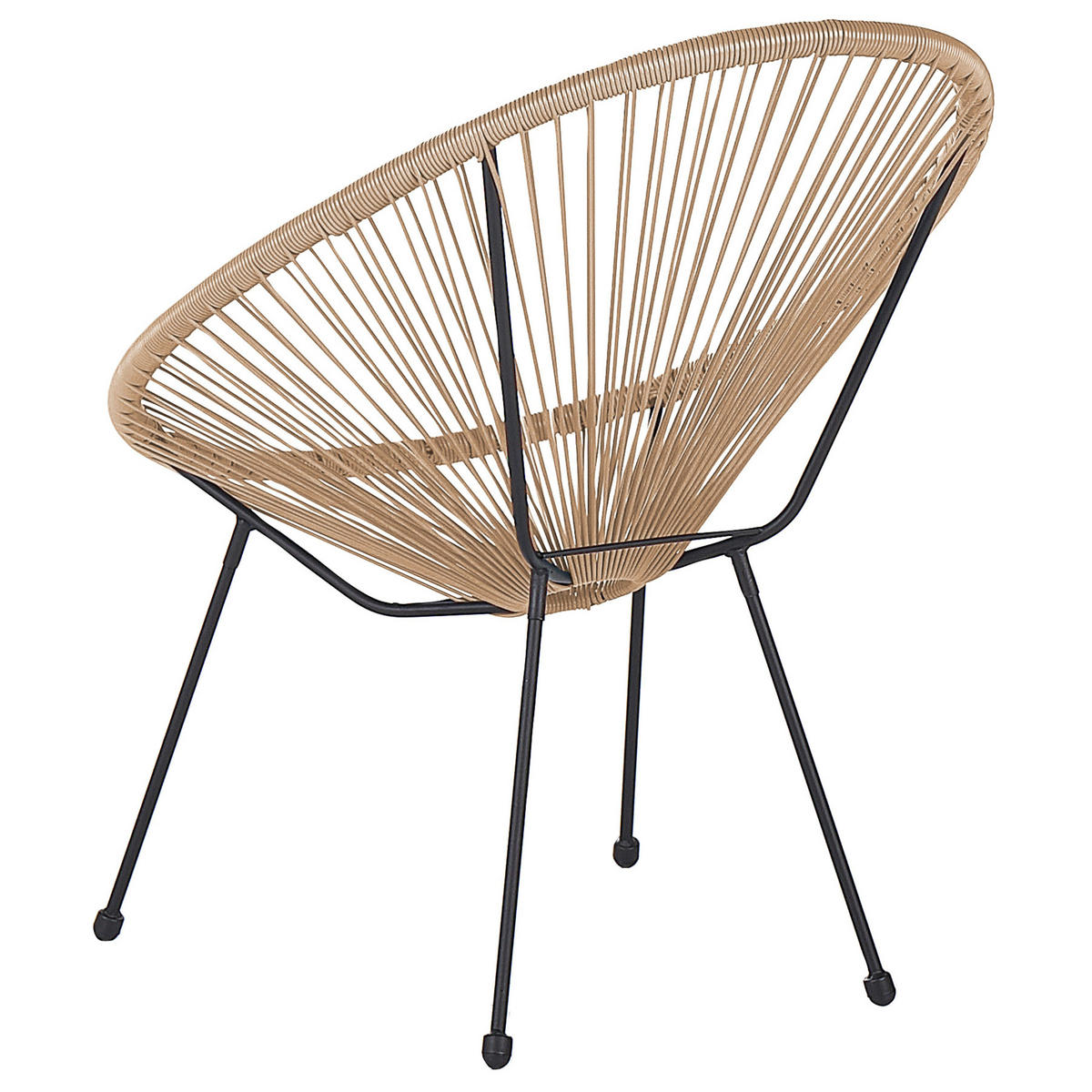 RATTANSTUHL Kunststoff natürlich 70 cm Acapulco II - Beige/Schwarz, Kunststoff (70/87/90cm) - Beliani