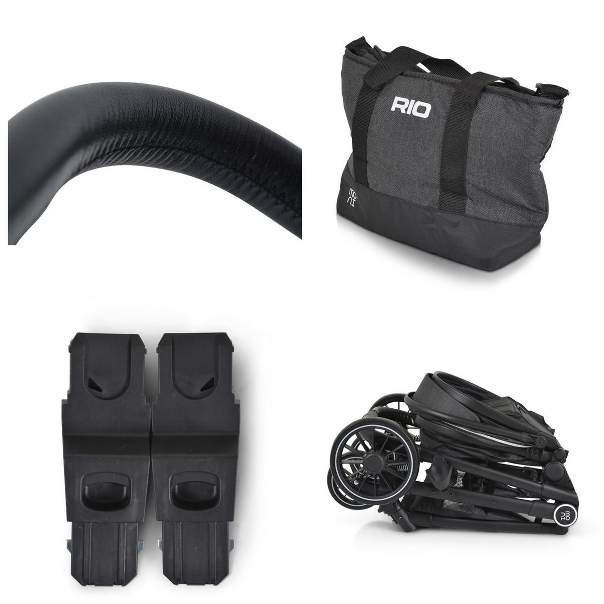 KINDERWAGEN 2 in 1 Rio schwarz umbaubar Fußabdeckung klappbar Korb Gurt - Schwarz, Metall (86/59/108cm) - Moni