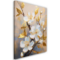 WANDBILD blumen magnolie weiß gold - Weiß, Textil (40/60cm) - Feeby