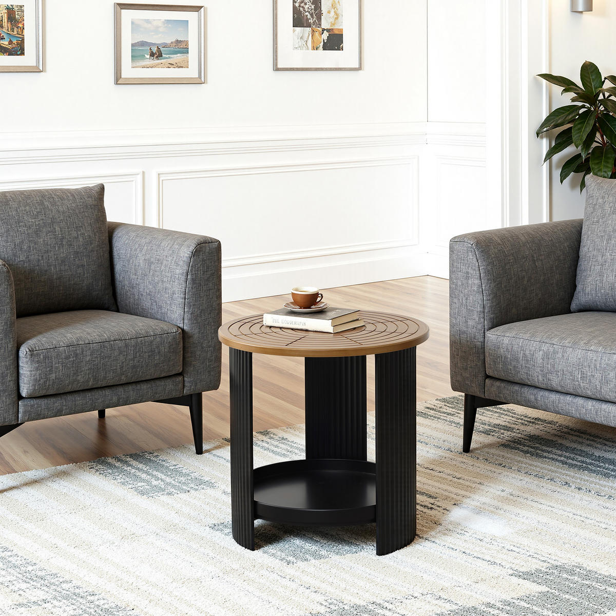 BEISTELLTISCH, MDF und Eisen, D40 cm, H40 cm - Schwarz, Holz (40/40/40cm) - Hometopia