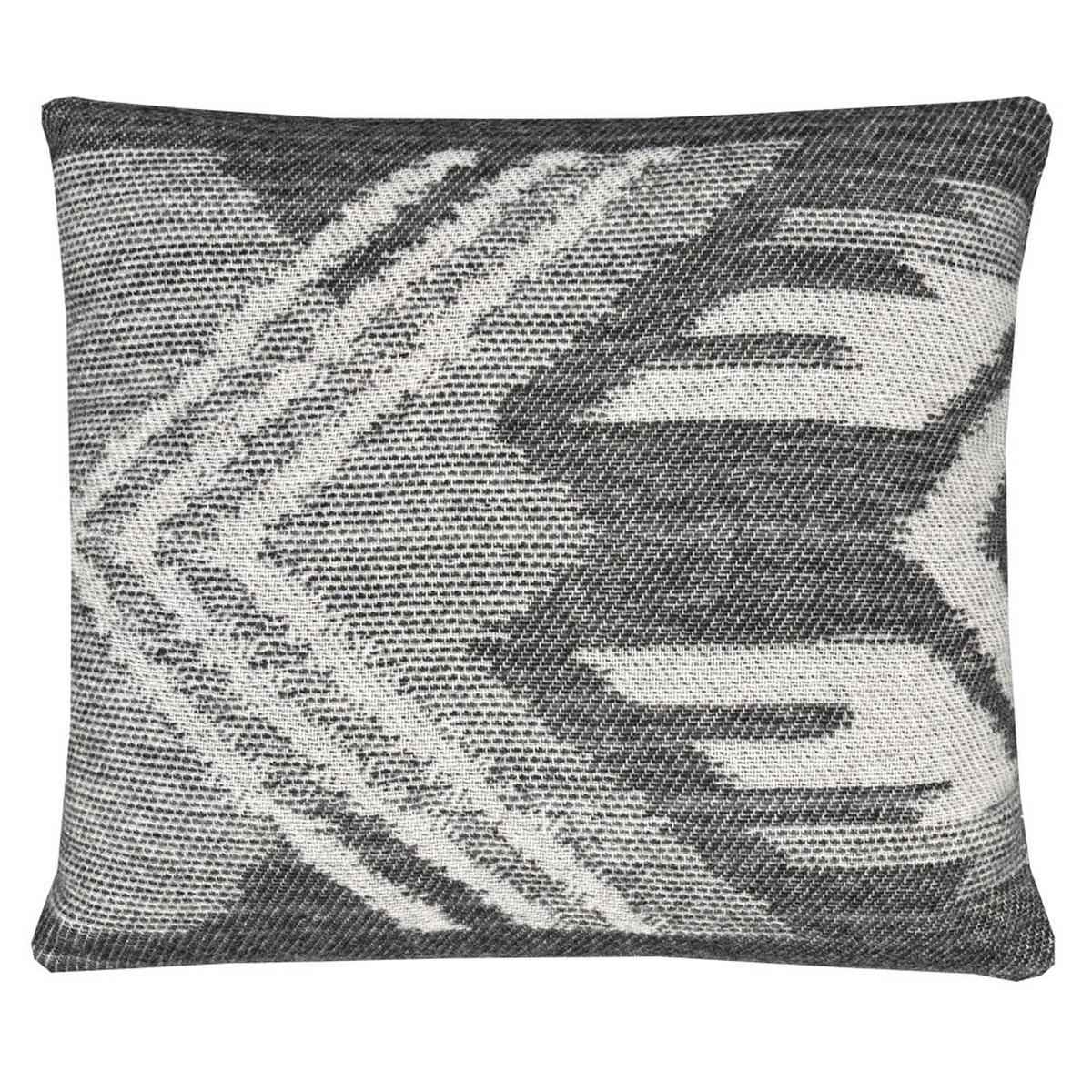 WOLLKISSEN Mochica schwarzes Ornament, quadratisch 45x45 - Anthrazit/Hellgrau, Textil (45/45/12cm) - Malagoon