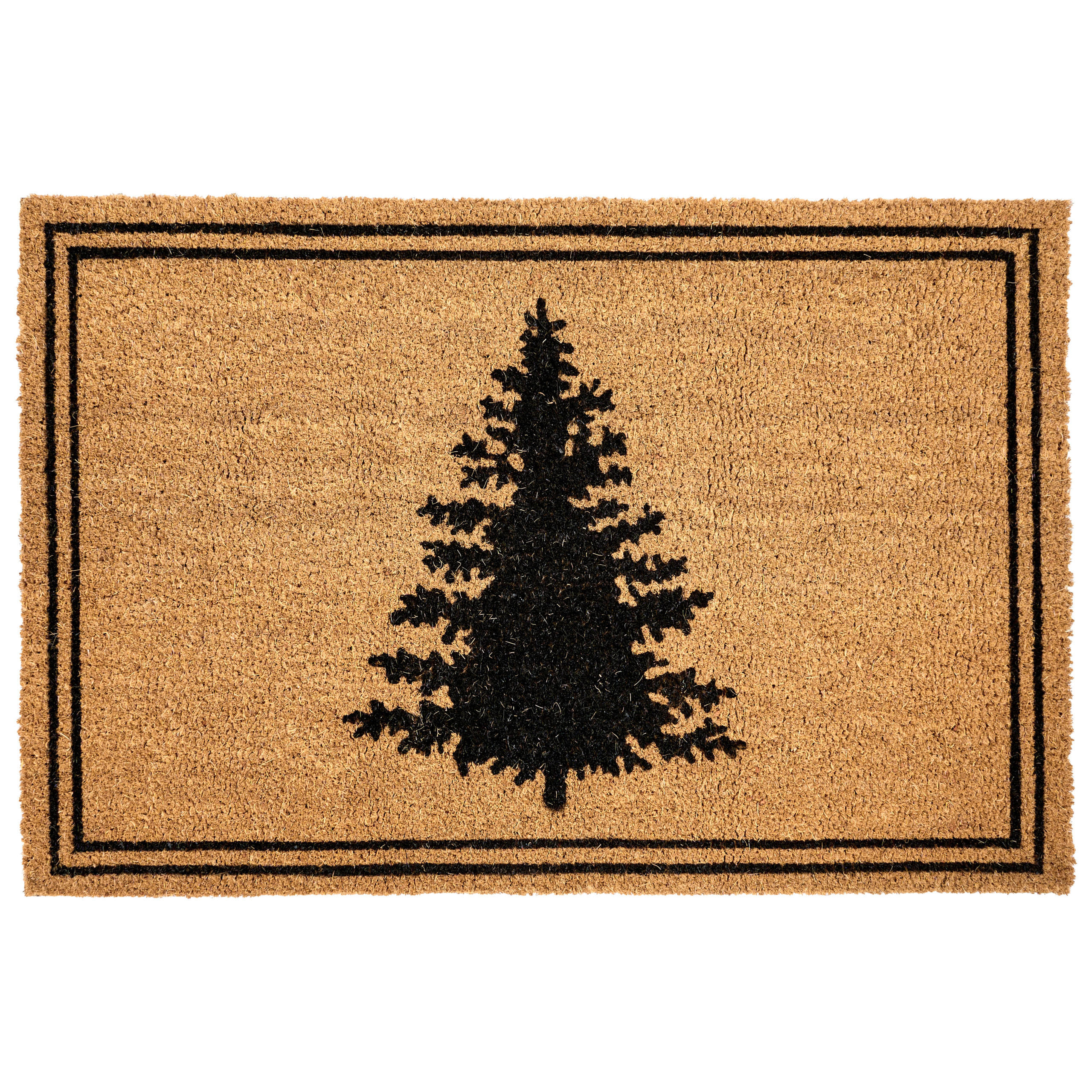 FUSSMATTE Naturfarben 60/90 cm Weihnachtsmotiv Kokosfasern Manapao - Naturfarben, Textil (60/90cm) - Beliani