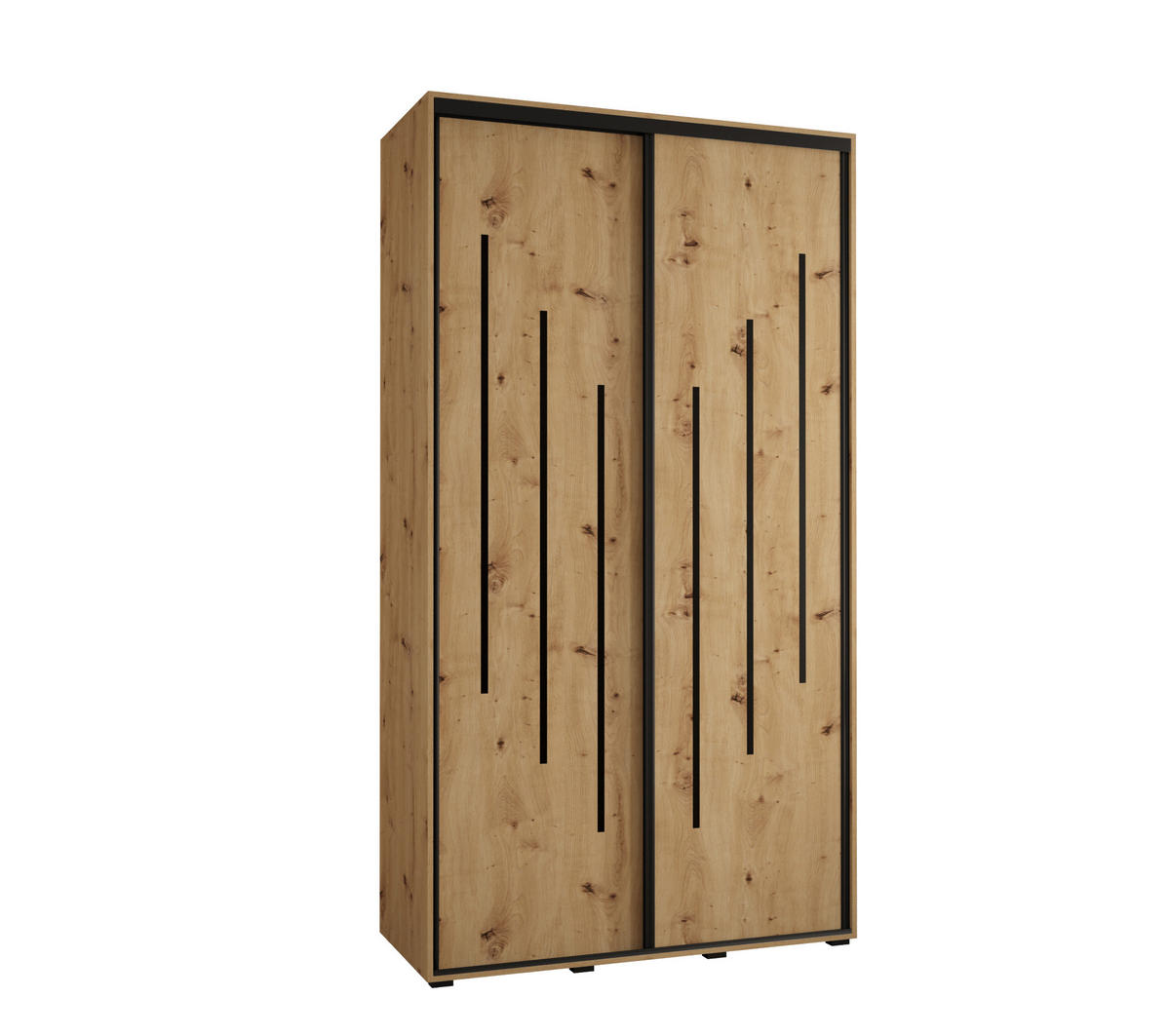 SCHWEBETÜRENSCHRANK 235,2/140/60 2-türig - Schwarz/Eiche Artisan, Holz/Metall (140/235/60cm) - Abiks Möbel