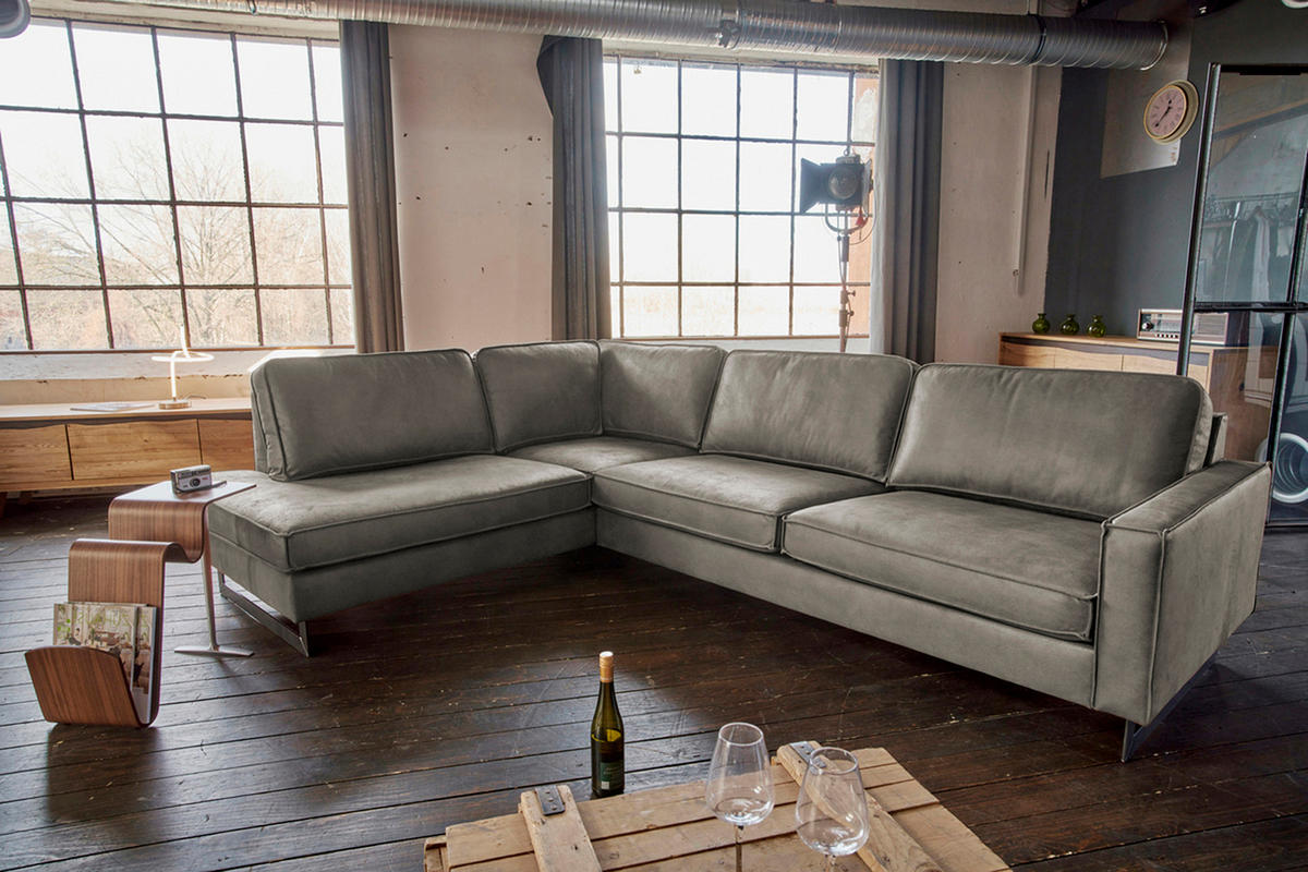 ECKSOFA VILNIUS Anthrazit Kunstleder - Anthrazit/Schwarz, Textil (290/217cm) - KAWOLA