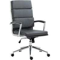 CHEFSESSEL Lederlook grau - Chromfarben/Grau, Textil/Metall (61/107/65cm) - CLP