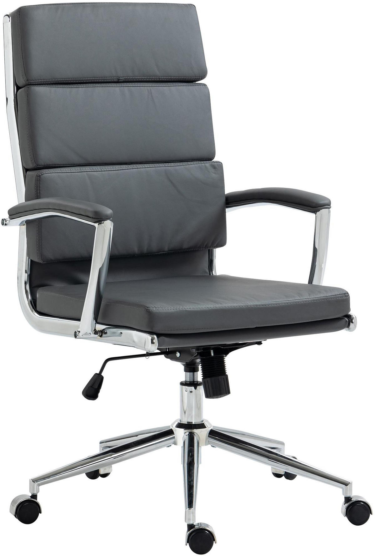 CHEFSESSEL Lederlook grau - Chromfarben/Grau, Textil/Metall (61/107/65cm) - CLP