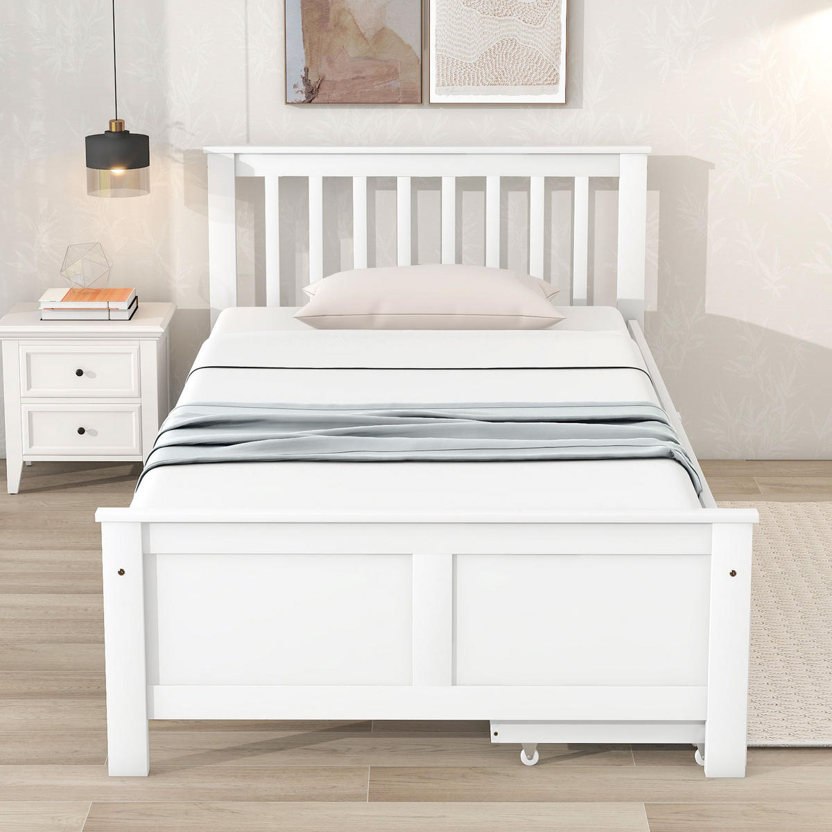 BETT 90x200 cm Holz Schubladen weiß - Weiß, Holz (90/200cm) - LEBENLANG