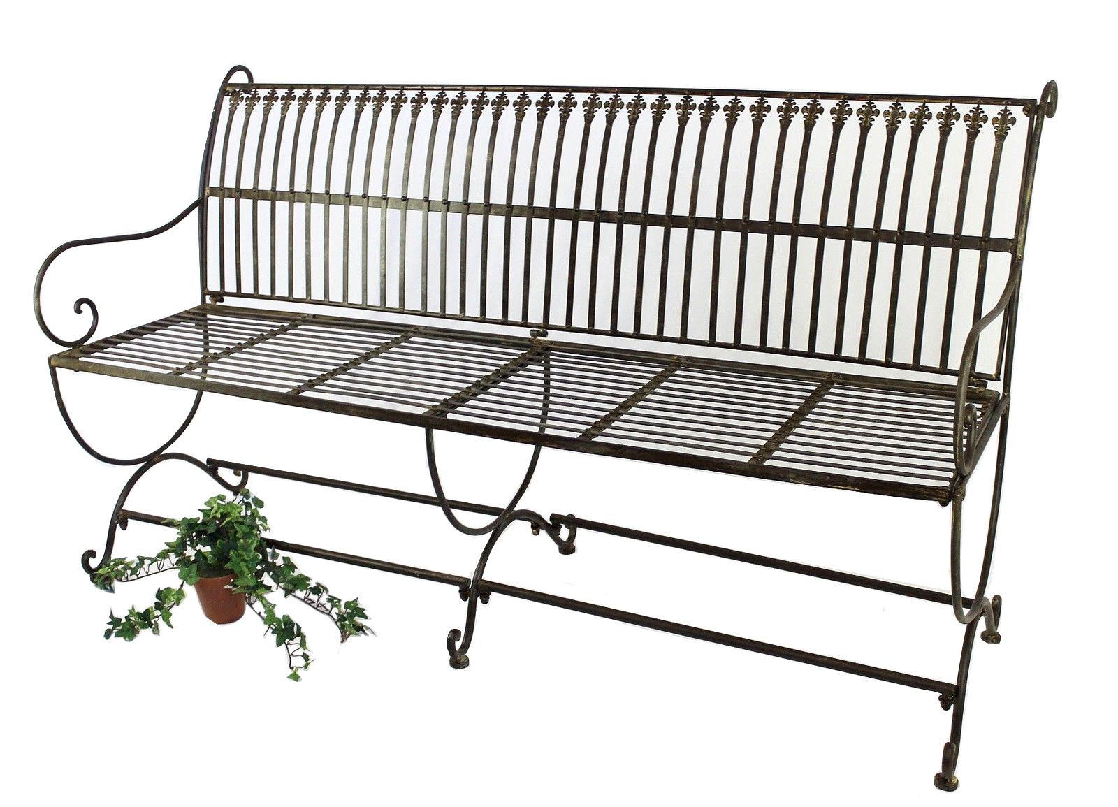 GARTENBANK 3-Sitzer Metall Braun antik 153/60/87 cm - Braun, Metall (153/87/60cm) - DanDiBo