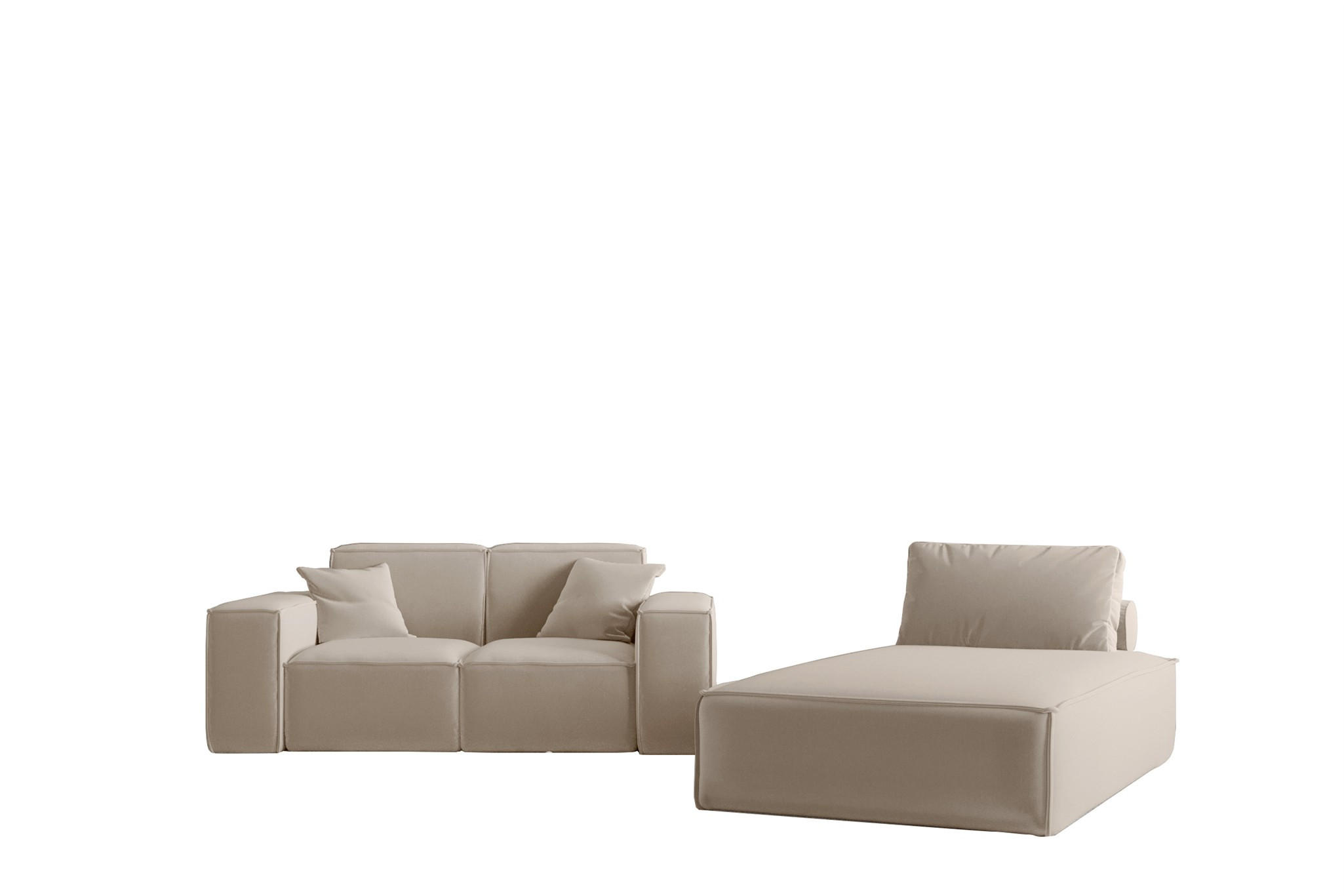 SOFA Sezlong Celes Premium 2er-set - Sandfarben, Holzwerkstoff/Textil (110/95/194cm) - Fun Möbel