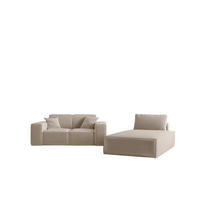 SOFA Sezlong Celes Premium 2er-set - Sandfarben, Holzwerkstoff/Textil (110/95/194cm) - Fun Möbel