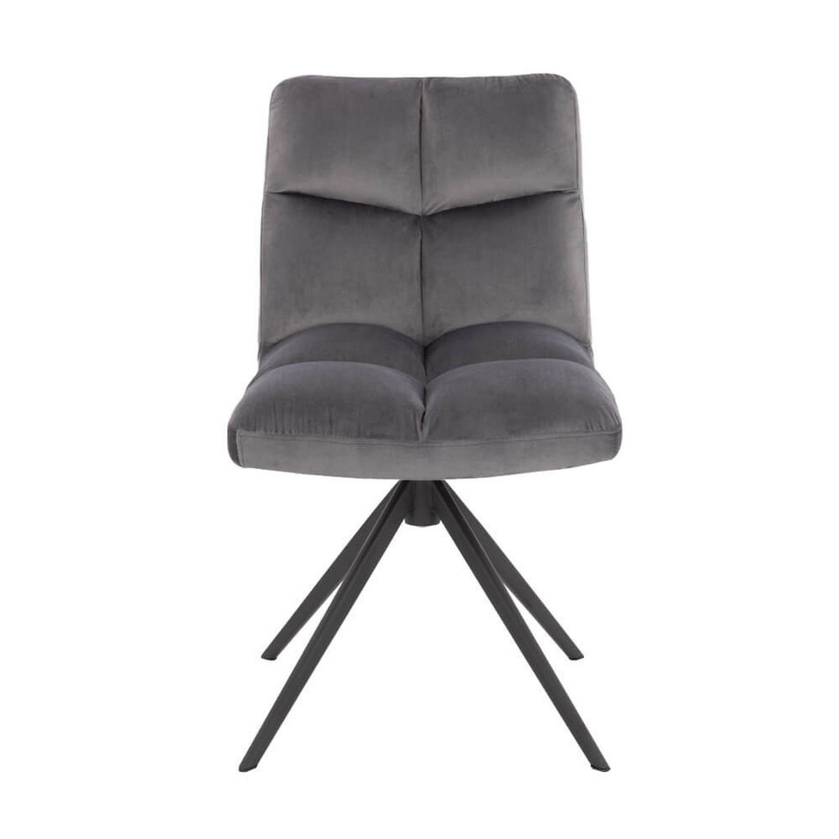 ESSZIMMERSTUHL drehbar Samt NODA – 2er Set Hellgrau - Hellgrau, Textil/Metall (61/84/47cm) - Home Deluxe