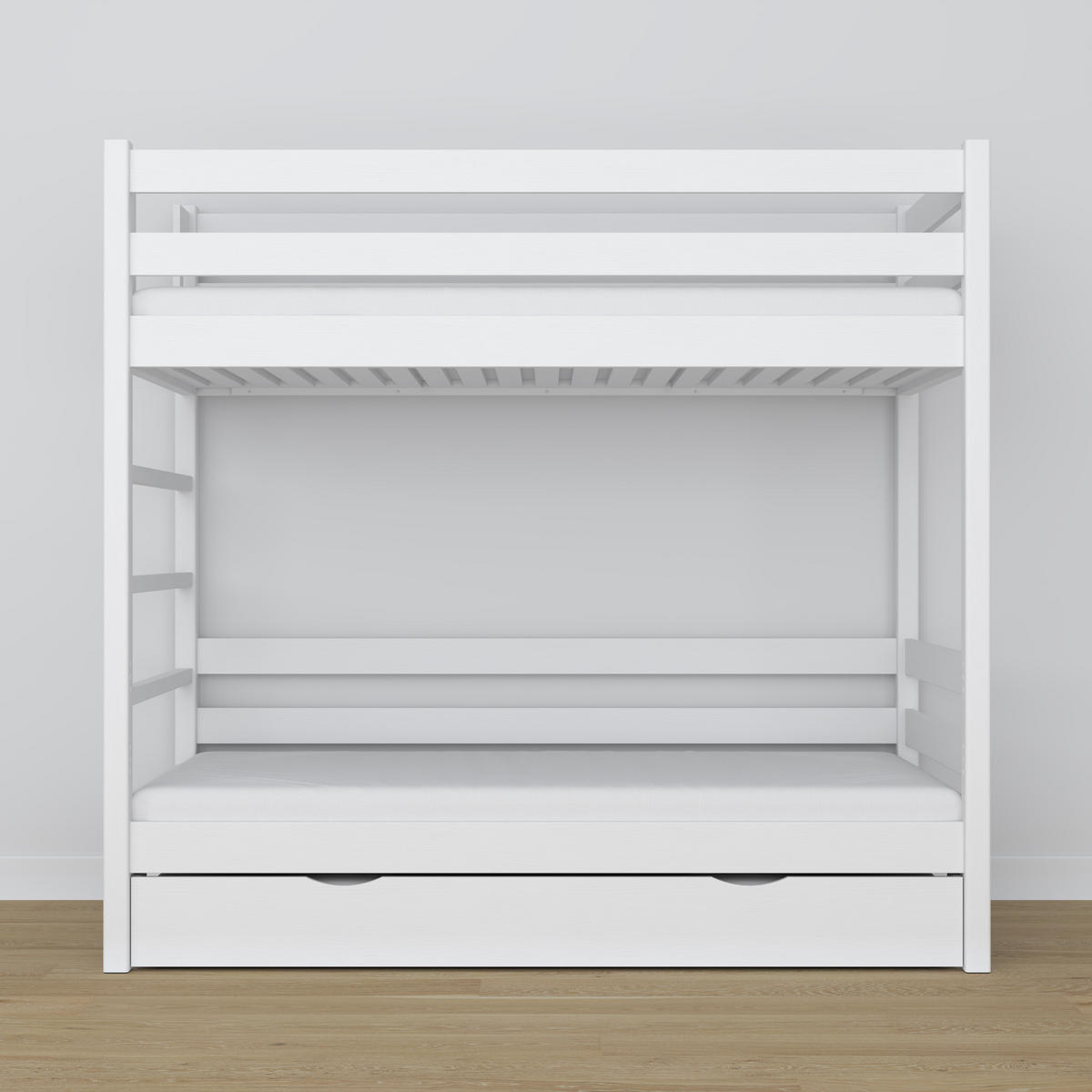 ETAGENBETT N03 mit Matratzenschublade Weiß 100/180 - Weiß, Naturmaterialien/Holz (100/180cm) - N-Wood