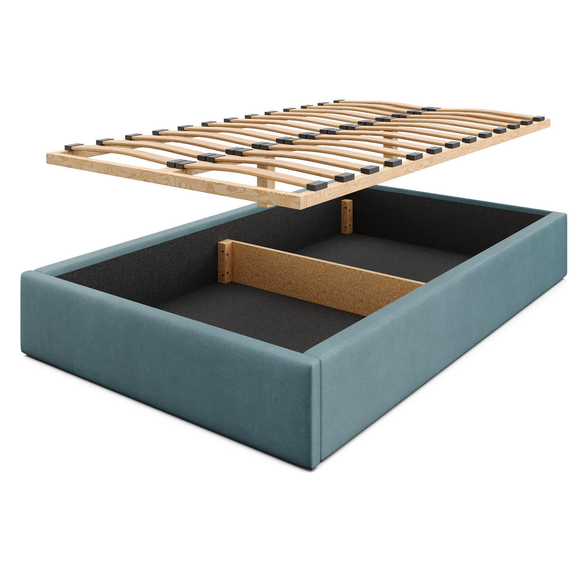 POLSTERBETT 120x200cm Bett mit Stauraum Lattenrost Meerfarbe - Blau, Holz/Holzwerkstoff (120/200cm) - Muralo