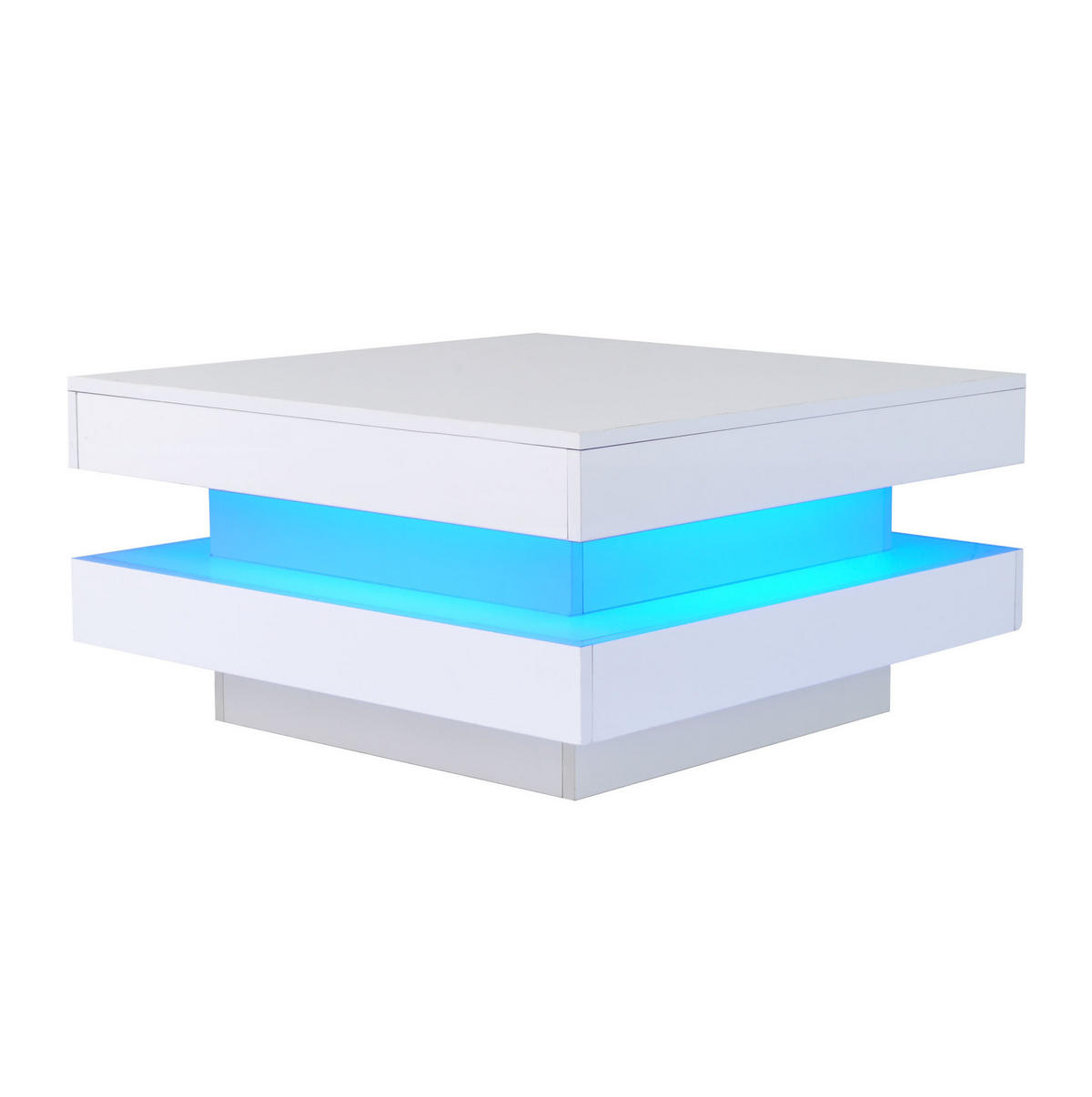 COUCHTISCH aus Holzwerkstoff 70x70x36 cm Weiß mit Bluetooth-LED-Beleuchtung und USB-Stromversorgung - Weiß, Holzwerkstoff (70/70/36cm) - Modfu