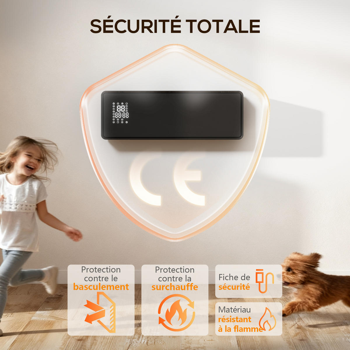 WANDHEIZLÜFTER DE-17062 Keramik PTC 1000/2000 W mit Timer Schwarz - Schwarz, Kunststoff (18.7/12.3/54cm) - ComfortXL