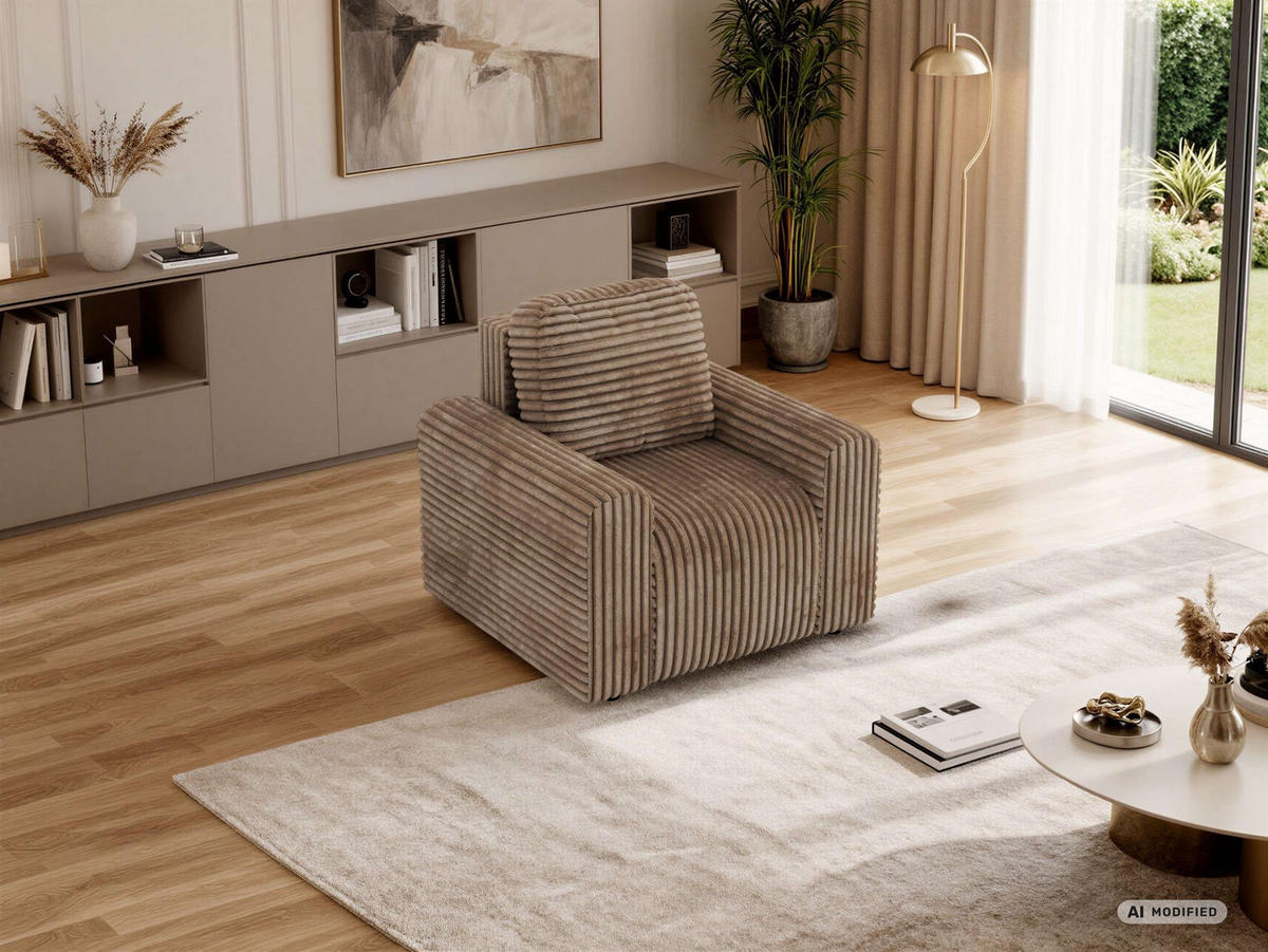 SESSEL NESSARO - Braun Cord - Schwarz/Braun, Kunststoff/Textil (96/94/90cm) - MKS