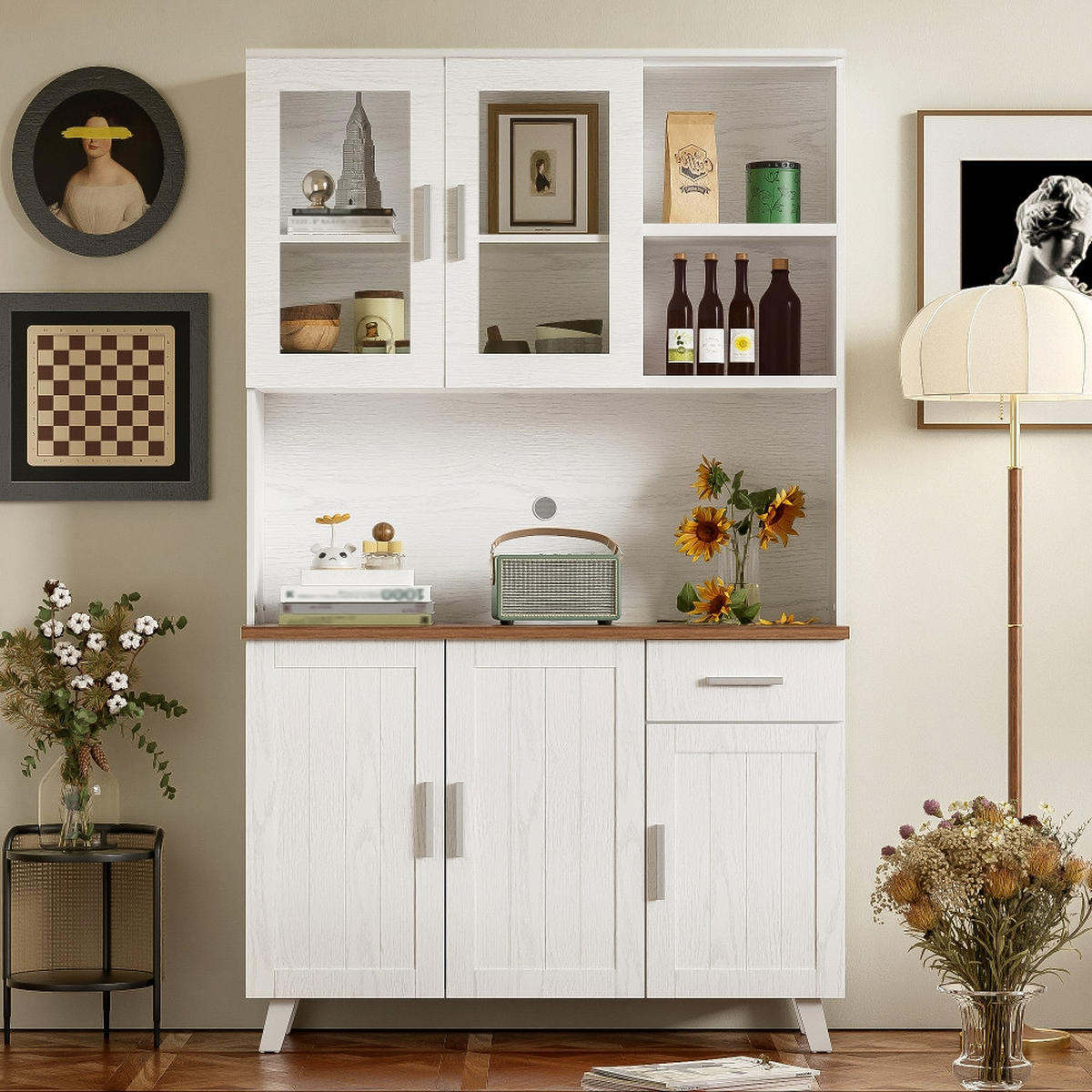 KÜCHENSCHRANK Landhausstil Weiß-Braun 114/40/190 cm - Braun, Kunststoff (40/190/114cm) - Rolipo