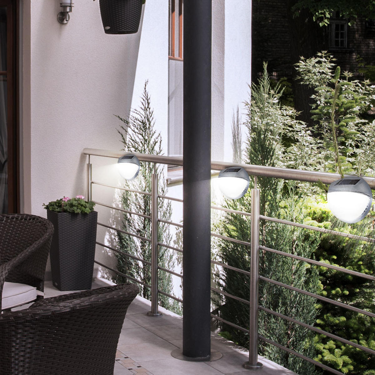 LED AUSSENLEUCHTE Kunststoff Grau 6er Set - Grau, Kunststoff (4/4/4cm) - Globo Lighting