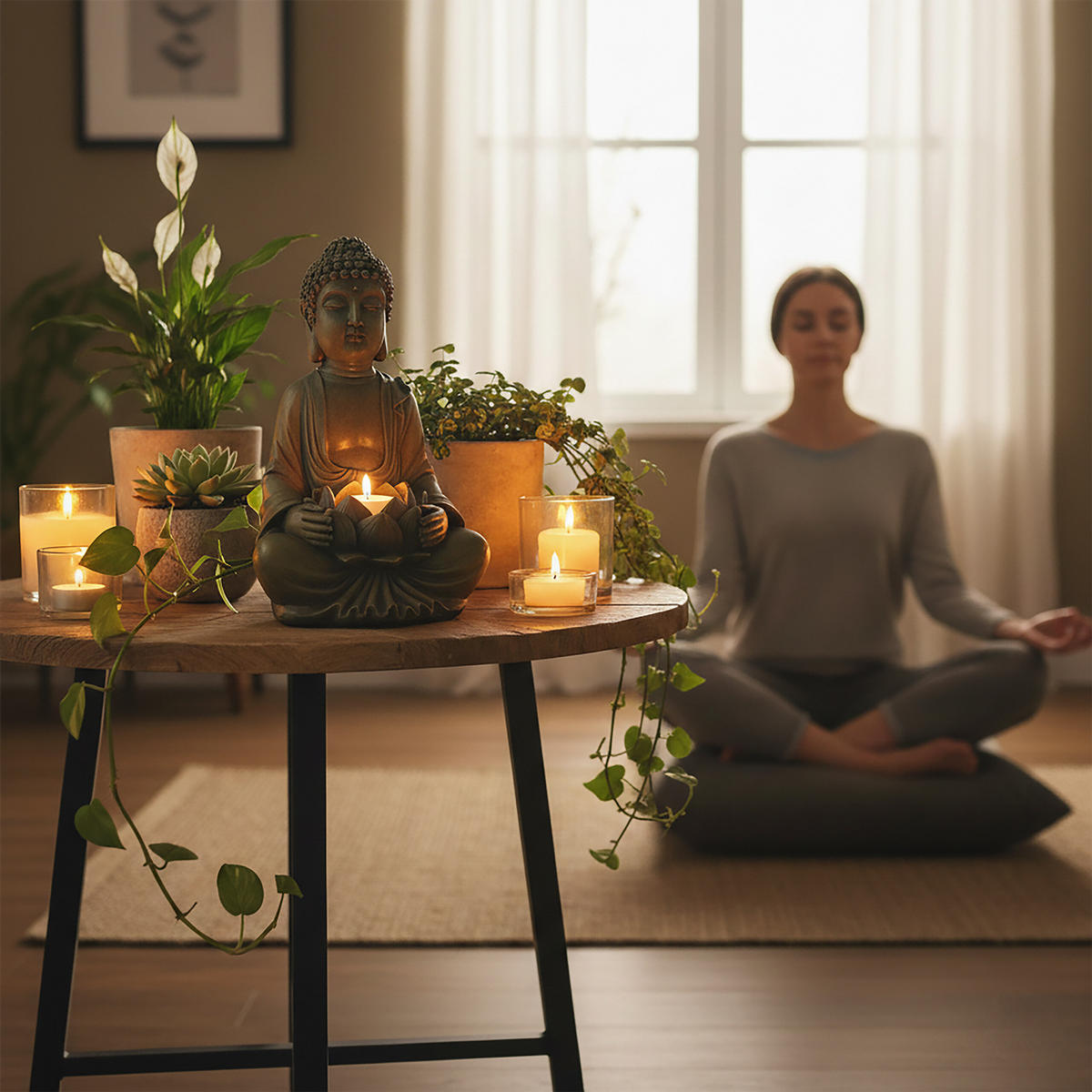 BUDDHA-FIGUR - Kupferfarben, Kunststoff (19/30/17cm) - Relaxdays