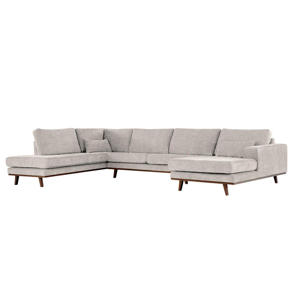 WOHNLANDSCHAFT mit Longchair - Buchefarben/Grau, Textil (371/81/219cm) - home24