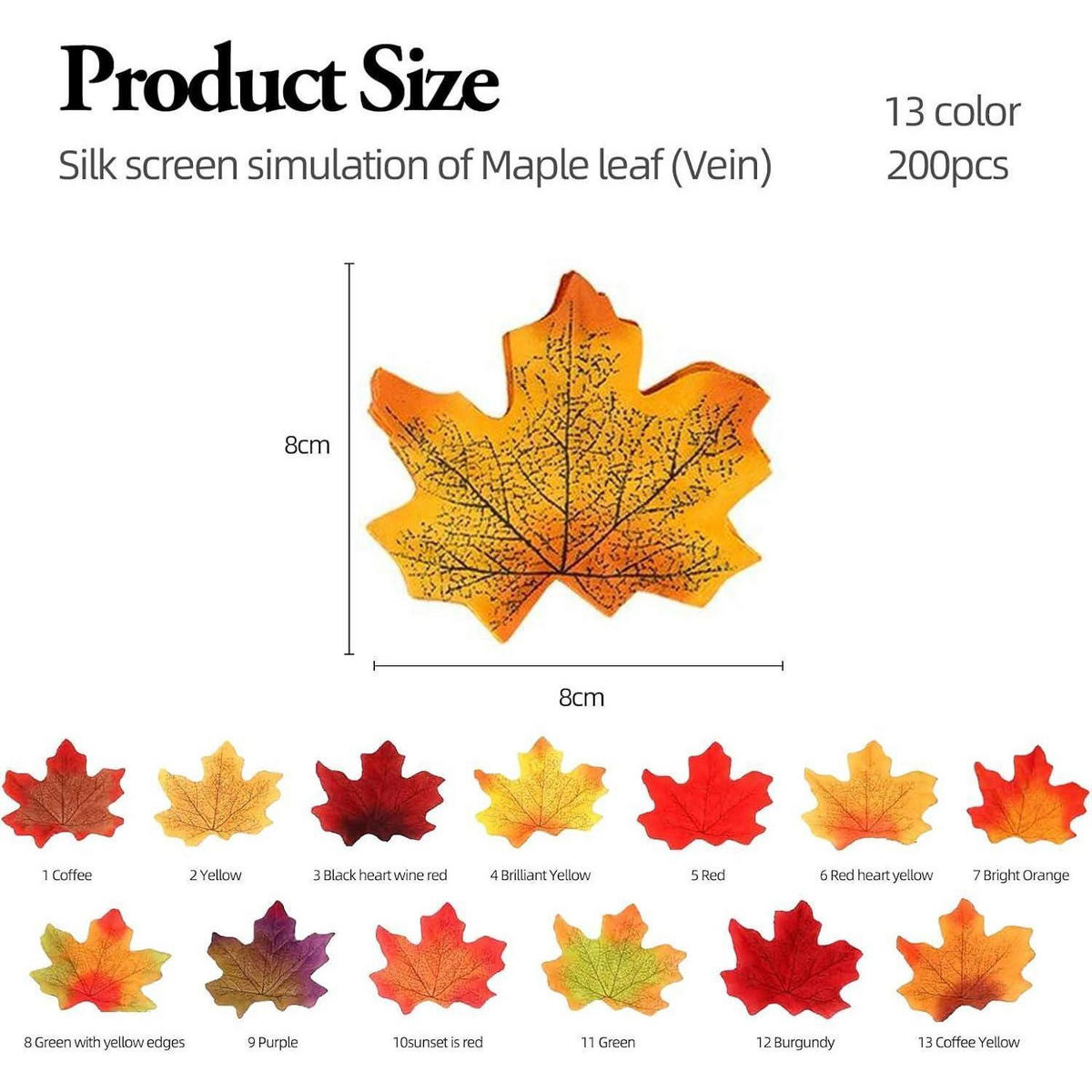 HERBSTBLÄTTER 200 Stück Set 8 cm - Multicolor, Textil (1cm)