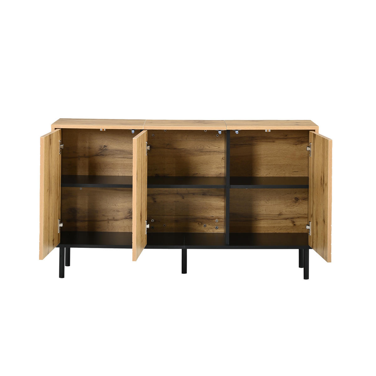 PŘÍBORNÍK Přírodní s vlnkovými dvířky, 120 × 35 × 68 cm - přírodní, kompozitní dřevo (120/68/35cm) - Urban Meuble