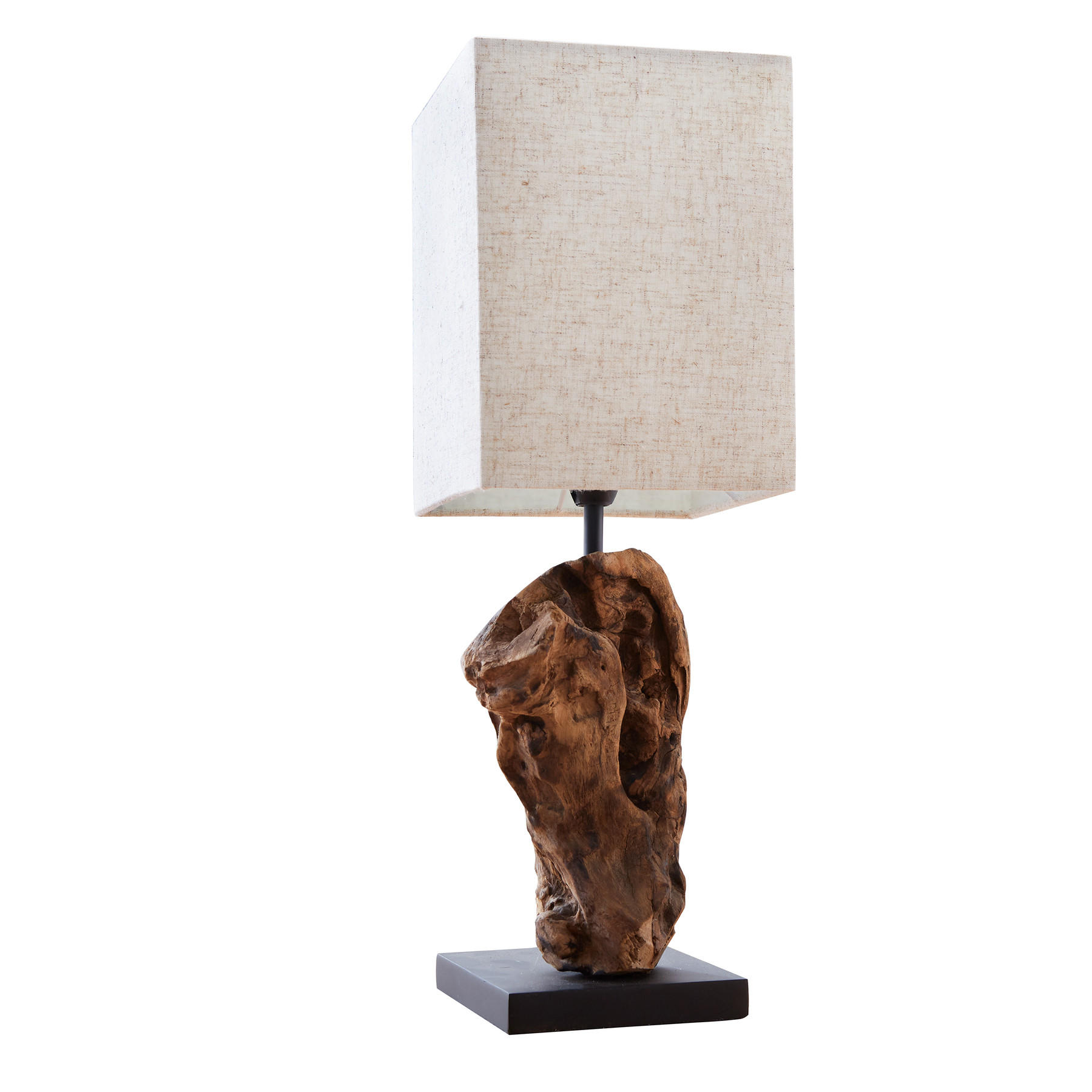 TISCHLEUCHTE HYPNOTIC Treibholz Beige 45 cm - Beige/Braun, Holz/Textil (15/15/45cm) - riess-ambiente