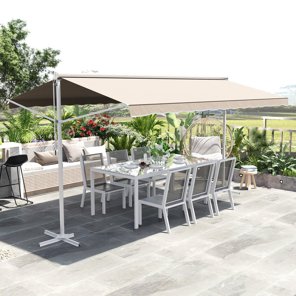 STANDMARKISE Alu+Metall Crème - Creme, Kunststoff/Metall (340/255/450cm) - Outsunny