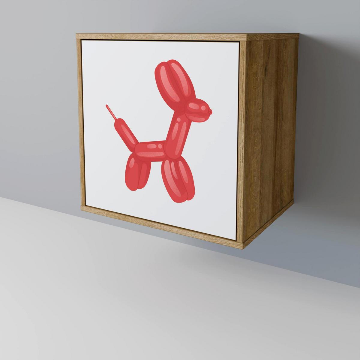 SIDEBOARD CHILDHOOD MEMORY, Eichefarben, 57,5x42x70,5 cm, Schwarze Metall-Sternfüße - Eichefarben/Multicolor, Holzwerkstoff/Metall (57.5/70.5/42cm) - SpaceRebels