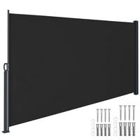 SEITENMARKISE , ausziehbar, mit Aufrollmechanismus, schwarz - Schwarz, Kunststoff (300/160/9cm) - tectake