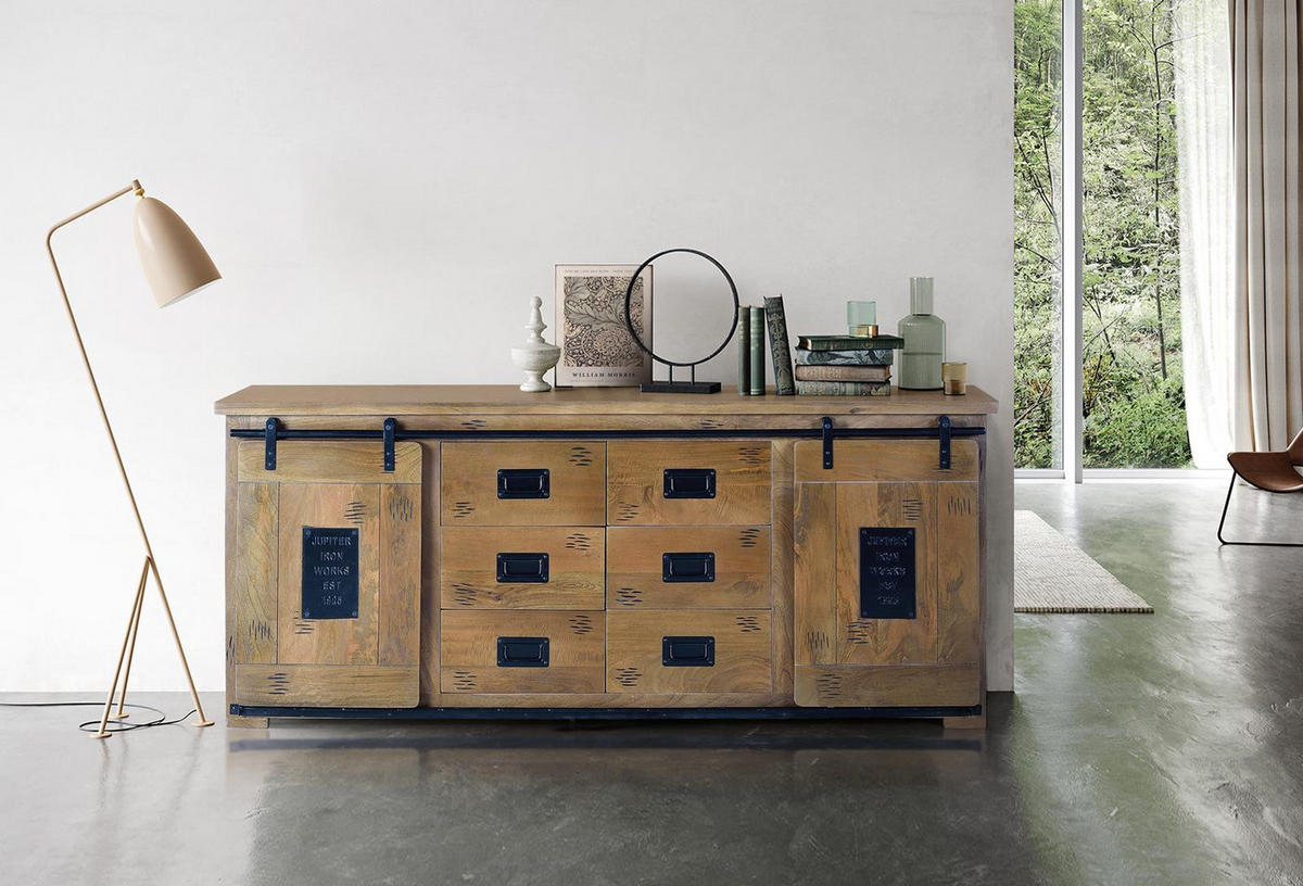 SIDEBOARD aus Mangoholz und Schwarz - Braun, Holz (45/80/190cm) - Giner y Colomer