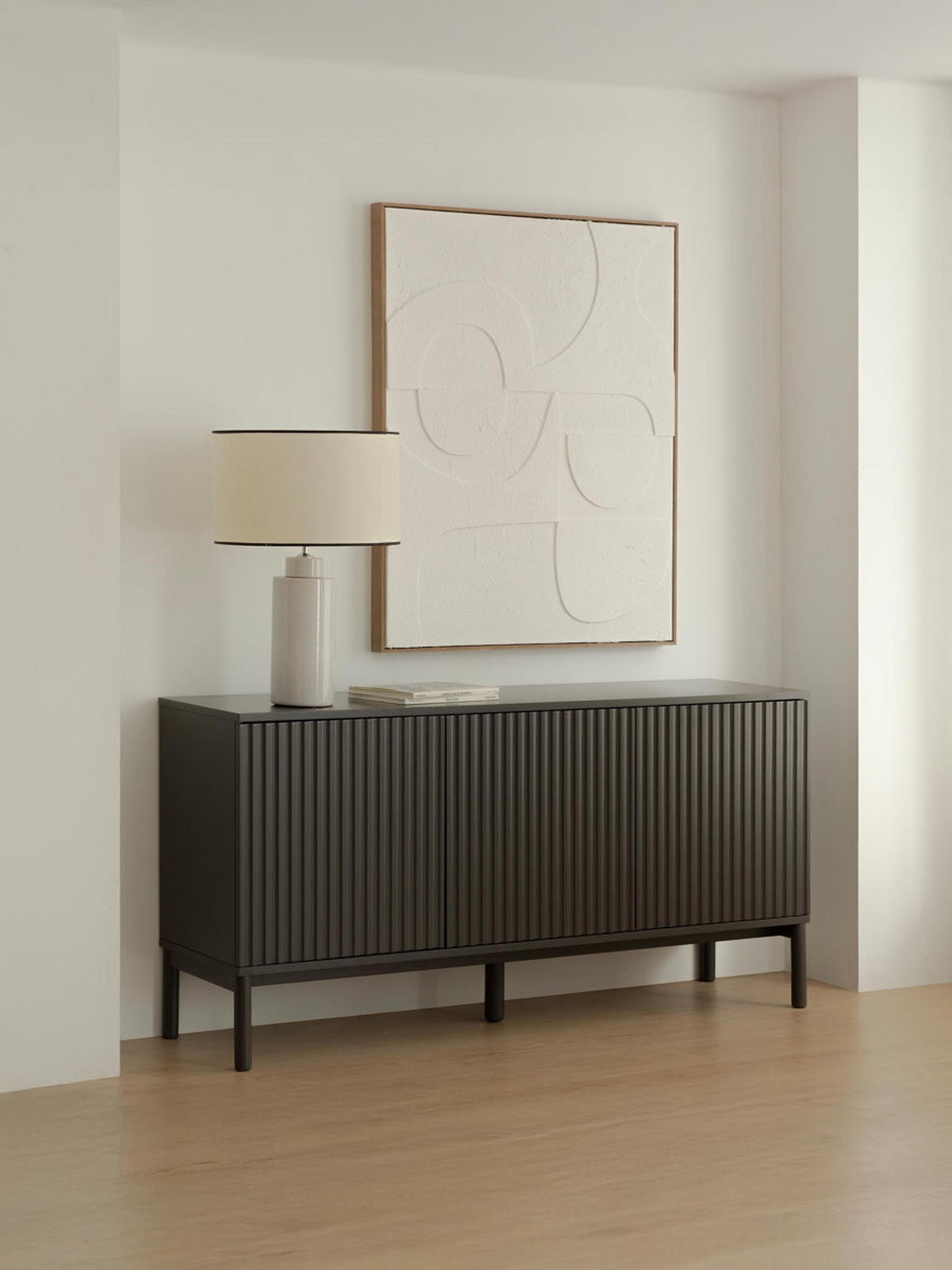 SIDEBOARD Melton Schwarz 150 cm x 75 cm - Schwarz, Holzwerkstoff (150/75/40cm) - Kenay Home