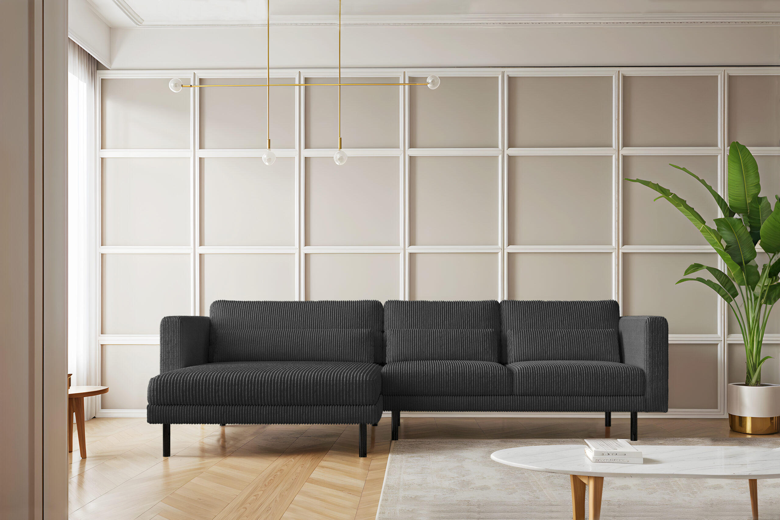 ECKSOFA L-form Dani Stoff Poso Graphit Links - Graphitfarben, Holz (281/174cm) - Kaiser Möbel