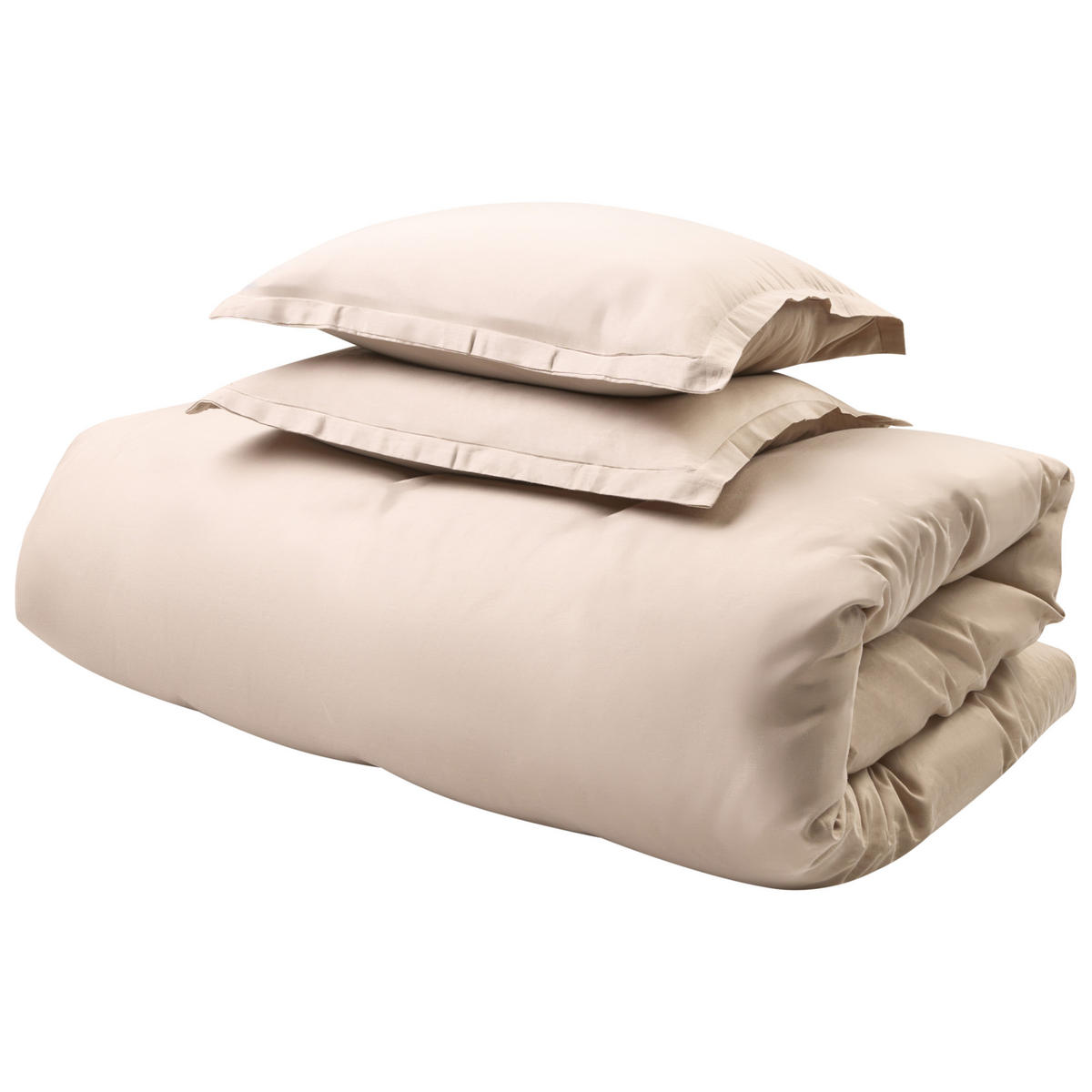 BETTWÄSCHE-SET 150/200 cm Baumwollsatin Beige Parkrose - Beige, Textil (150/200cm) - Beliani