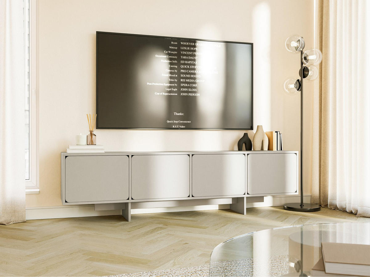 TV-LOWBOARD Wuwu Greige 200 cm - Taupe, Holzwerkstoff (200/55/35cm) - Selsey