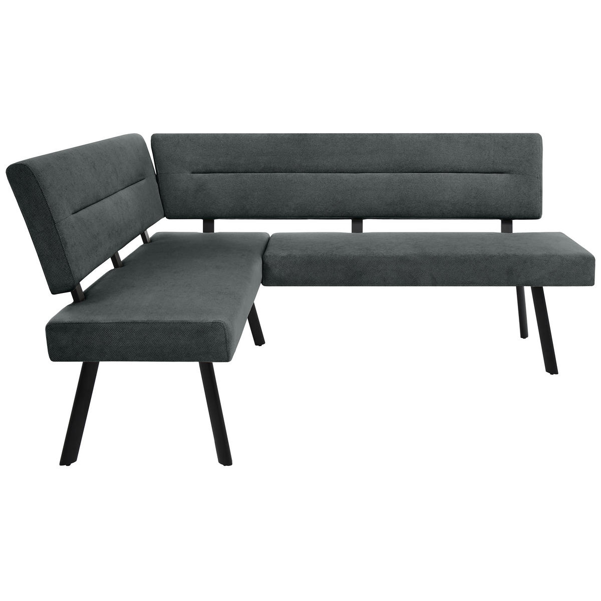 ECKBANK Zerra 192x153 cm, mit Metallbeinen, Curio-Stoff, Anthrazit - Anthrazit/Schwarz, Metall (192/153cm) - Beautysofa