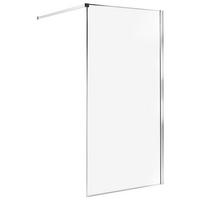 DUSCHVÄGG 100/190 cm silver Waspam - Transparent/Silverfärgad, Glas (100/190cm) - Beliani
