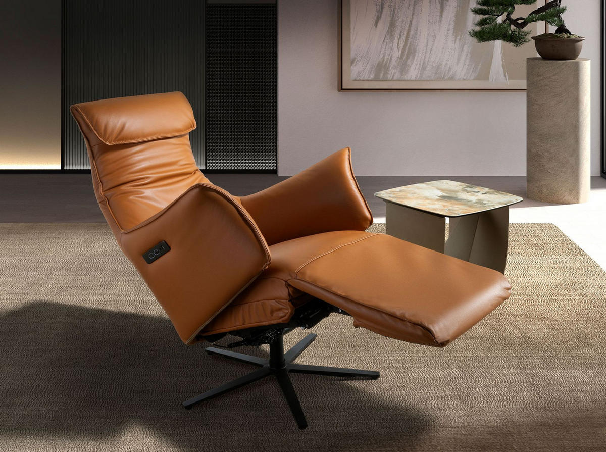 RELAXSESSEL asymmetrisch Braun Schwarz 78/70/115 cm - Braun, Leder/Metall (78/115/70cm) - ANGEL CERDA
