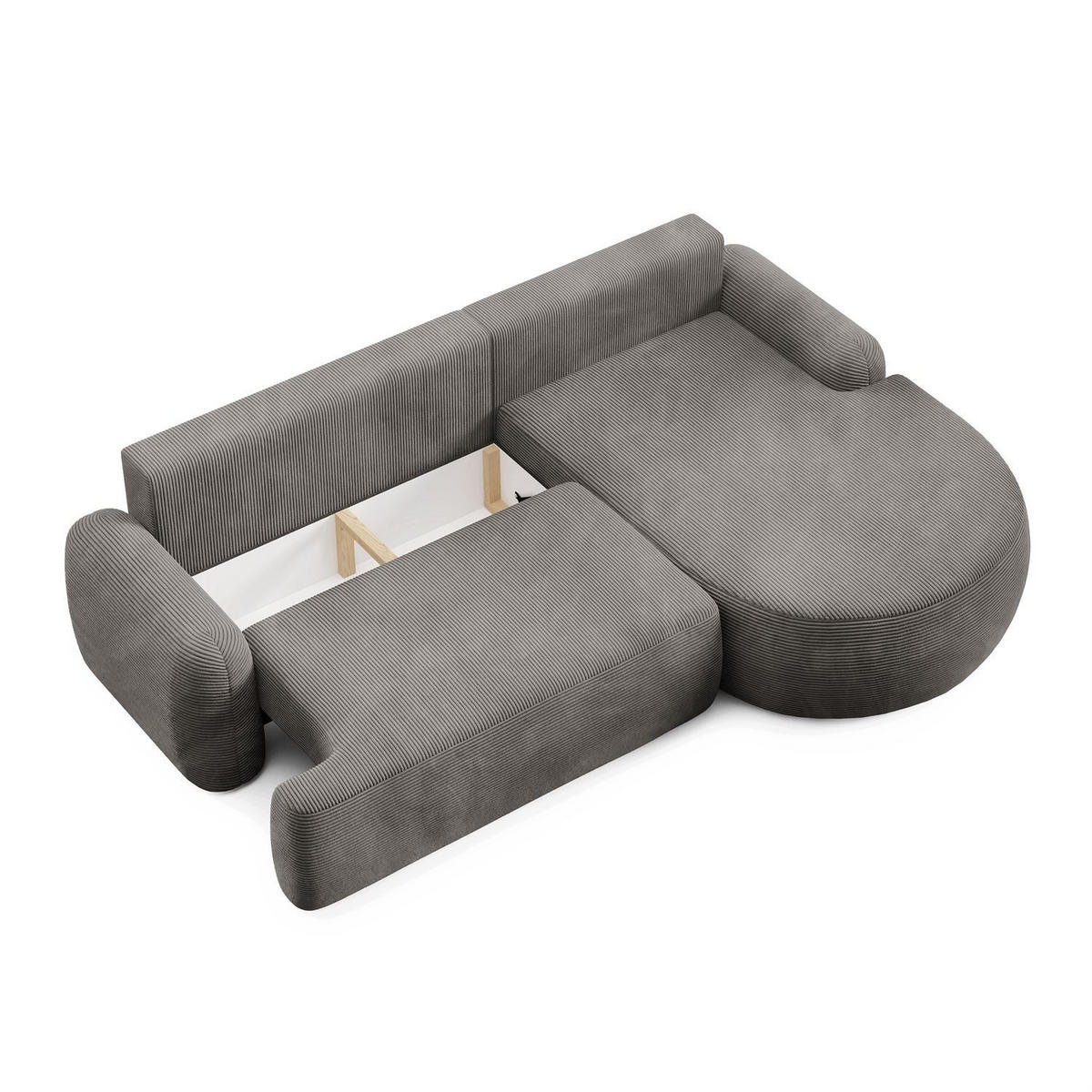 ECKSOFA CLEO II mit Schlaffunktion Version Rechte Poso 115 - Taupe, Kunststoff (264/172cm) - Lookway