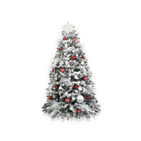 LAALU WEIHNACHTSBAUM geschmückt künstlich mit 213 Stk Kugeln POLAR RED 300 cm mit Metallständer - Weiß, Kunststoff (300cm) - LAALU