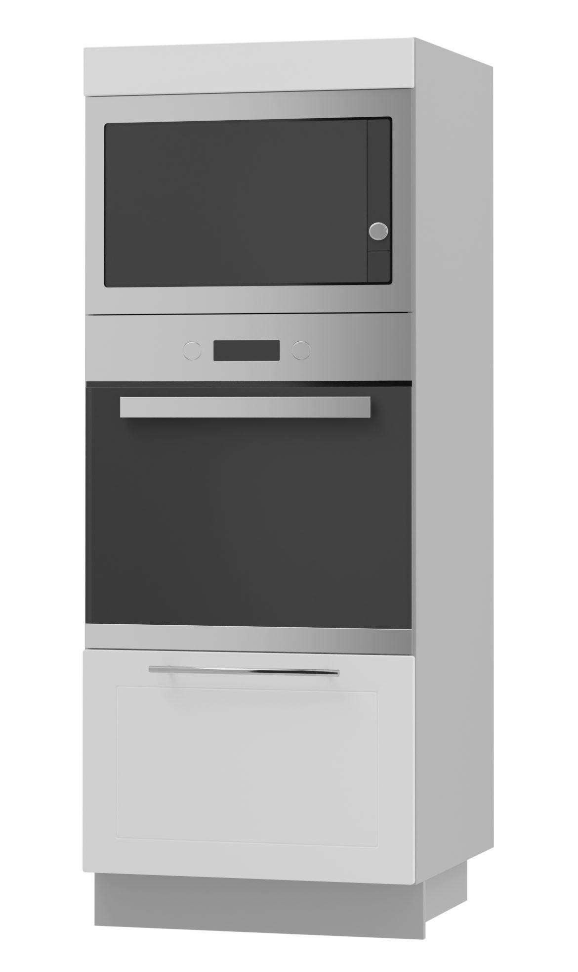 Feldmann-Wohnen Backofenhochschrank Weiß, Grau 60x154x59 cm